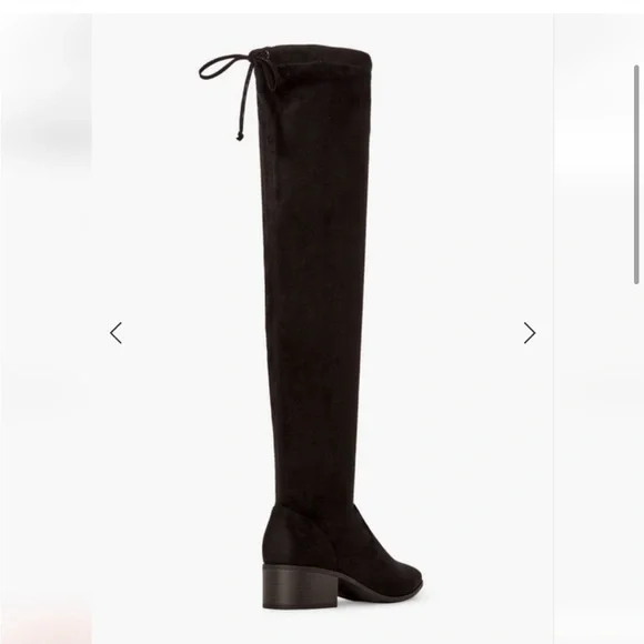 JustFab Black Over the Knee Boots with Faux Suede Texture - Picture 3 of 6